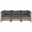 Afuera Living 3 Piece PE Rattan 3-Seater Modular Garden Sofa Set in Gray