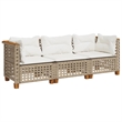 Afuera Living Contemporary Rattan 3 Piece Garden Sofa Set in Beige