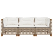 Afuera Living Contemporary Rattan 3 Piece Garden Sofa Set in Beige