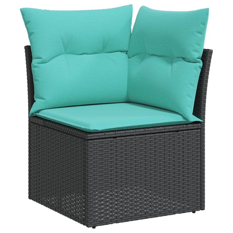 Afuera Living Rattan & Steel & Polyester Compact Garden Sofa in Black