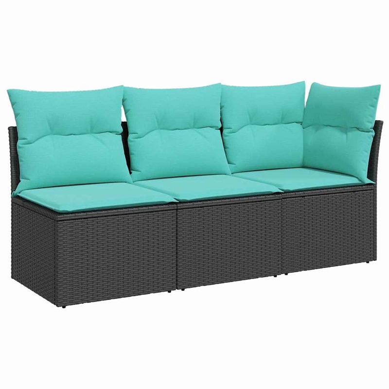 Afuera Living Contemporary Durable Poly Rattan Garden Sofa in Black