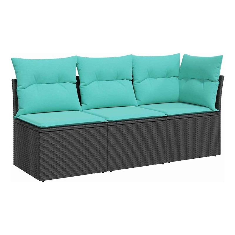 Afuera Living Contemporary Durable Poly Rattan Garden Sofa in Black