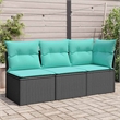 Afuera Living Contemporary Durable Poly Rattan Garden Sofa in Black