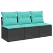 Afuera Living Contemporary Durable Poly Rattan Garden Sofa in Black