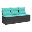 Afuera Living Contemporary Durable Poly Rattan Garden Sofa in Black