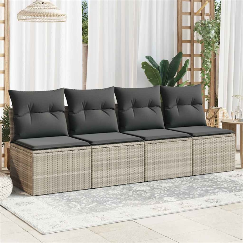Afuera Living Contemporary Synthetic Poly Rattan Garden Sofa in Light Gray