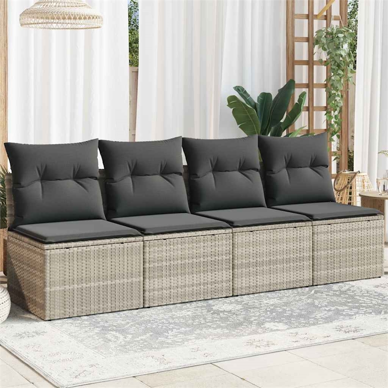Afuera Living Contemporary Synthetic Poly Rattan Garden Sofa in Light Gray