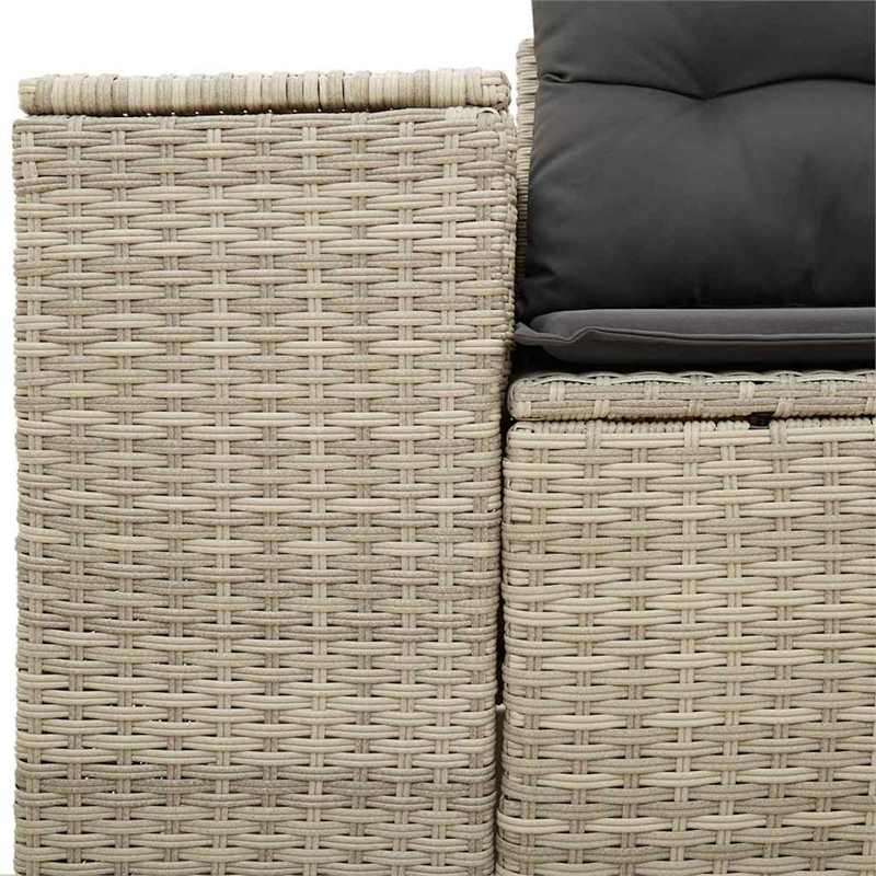 Afuera Living Contemporary Synthetic Poly Rattan Garden Sofa in Light Gray