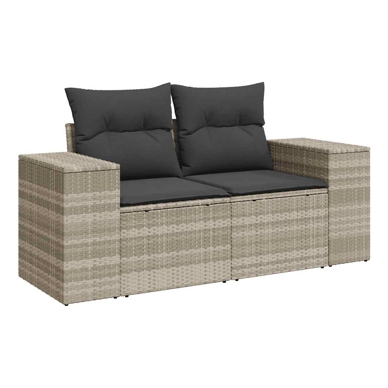 Afuera Living Contemporary Synthetic Poly Rattan Garden Sofa in Light Gray
