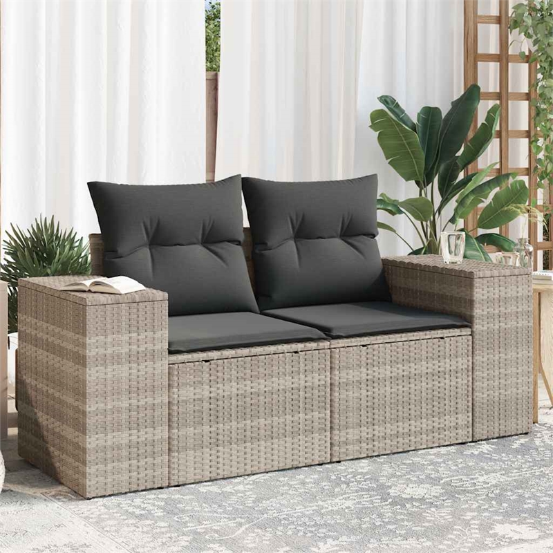 Afuera Living Contemporary Synthetic Poly Rattan Garden Sofa in Light Gray