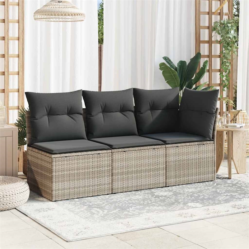 Afuera Living Poly Rattan And Powder-Coated Steel Garden Sofa in Light Gray