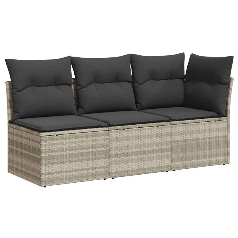 Afuera Living 3-Seater PE Rattan Modular Garden Sofa in Light Gray