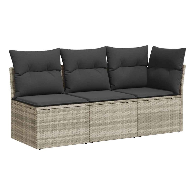 Afuera Living 3-Seater PE Rattan Modular Garden Sofa in Light Gray