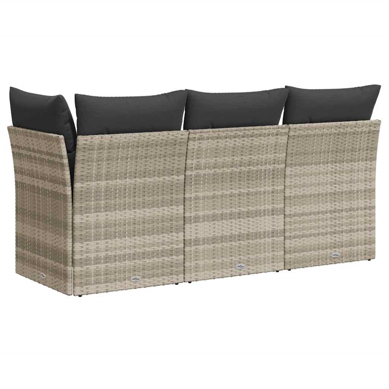 Afuera Living 3-Seater PE Rattan Modular Garden Sofa in Light Gray