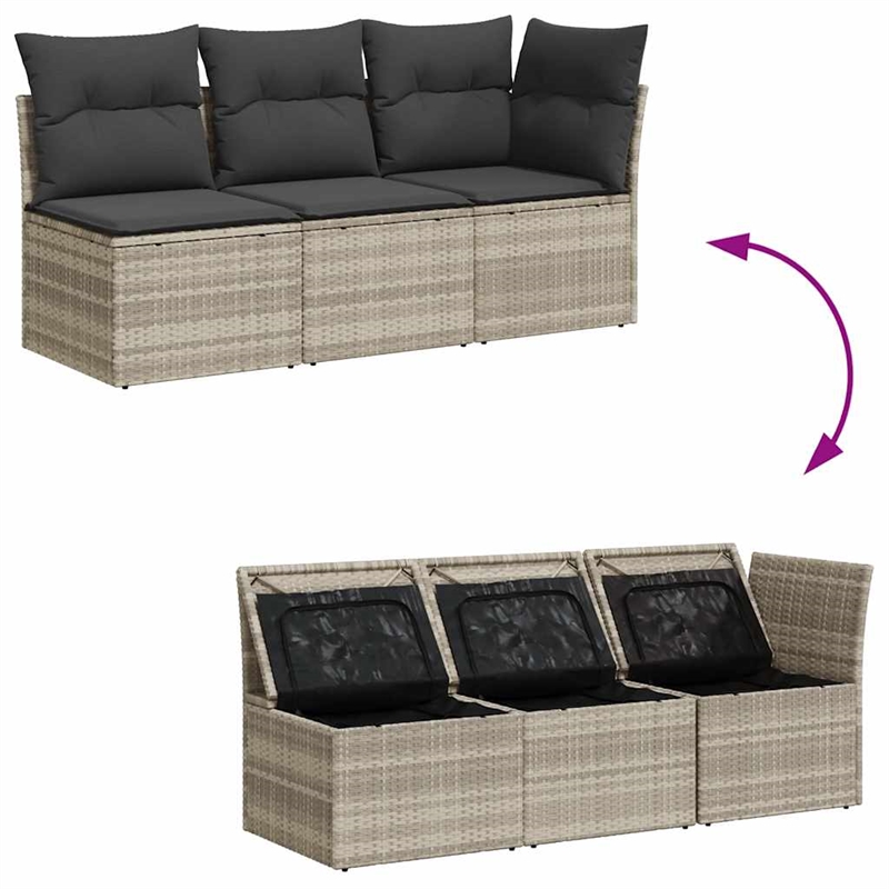 Afuera Living 3-Seater PE Rattan Modular Garden Sofa in Light Gray