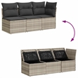 Afuera Living 3-Seater PE Rattan Modular Garden Sofa in Light Gray