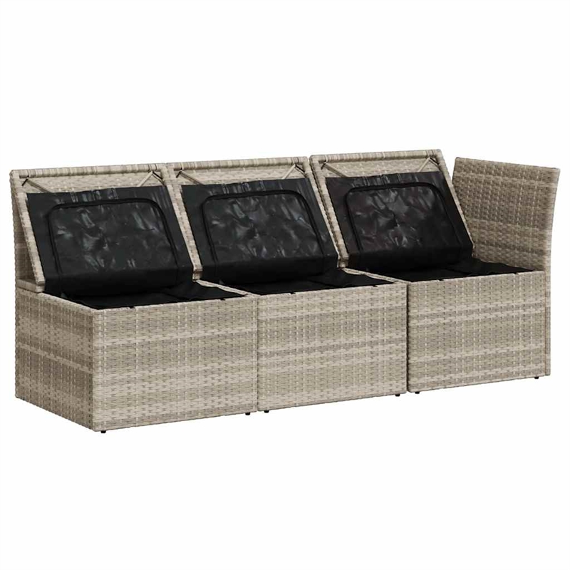 Afuera Living 3-Seater PE Rattan Modular Garden Sofa in Light Gray