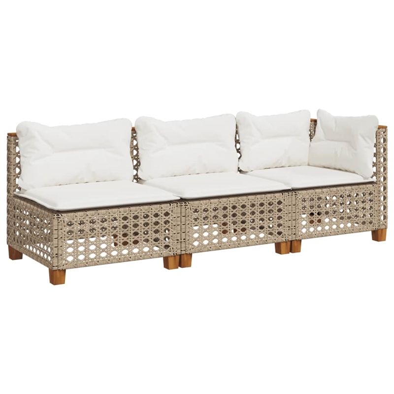 Afuera Living Contemporary Rattan 3 Piece Garden Sofa Set in Beige