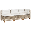 Afuera Living Contemporary Rattan 3 Piece Garden Sofa Set in Beige