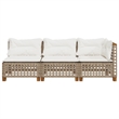 Afuera Living Contemporary Rattan 3 Piece Garden Sofa Set in Beige