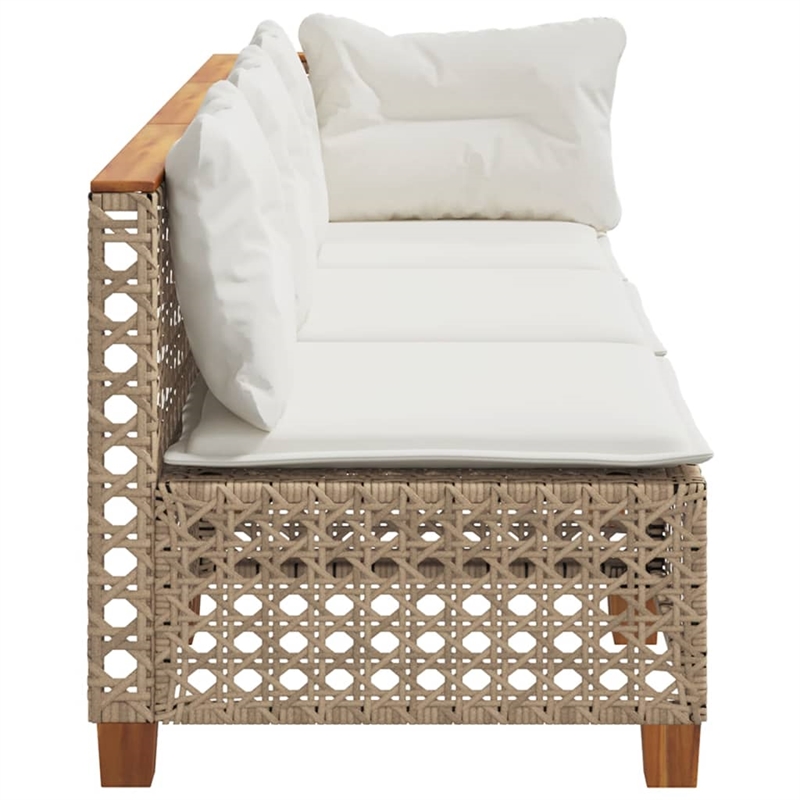 Afuera Living Contemporary Rattan 3 Piece Garden Sofa Set in Beige