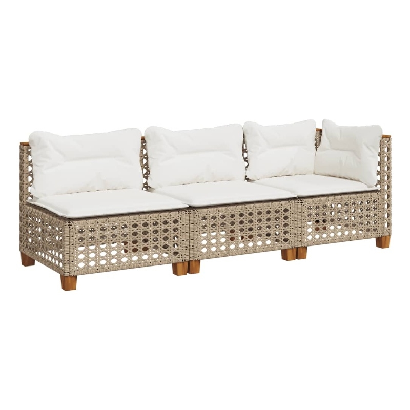 Afuera Living Contemporary Rattan 3 Piece Garden Sofa Set in Beige