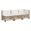 Afuera Living Contemporary Rattan 3 Piece Garden Sofa Set in Beige