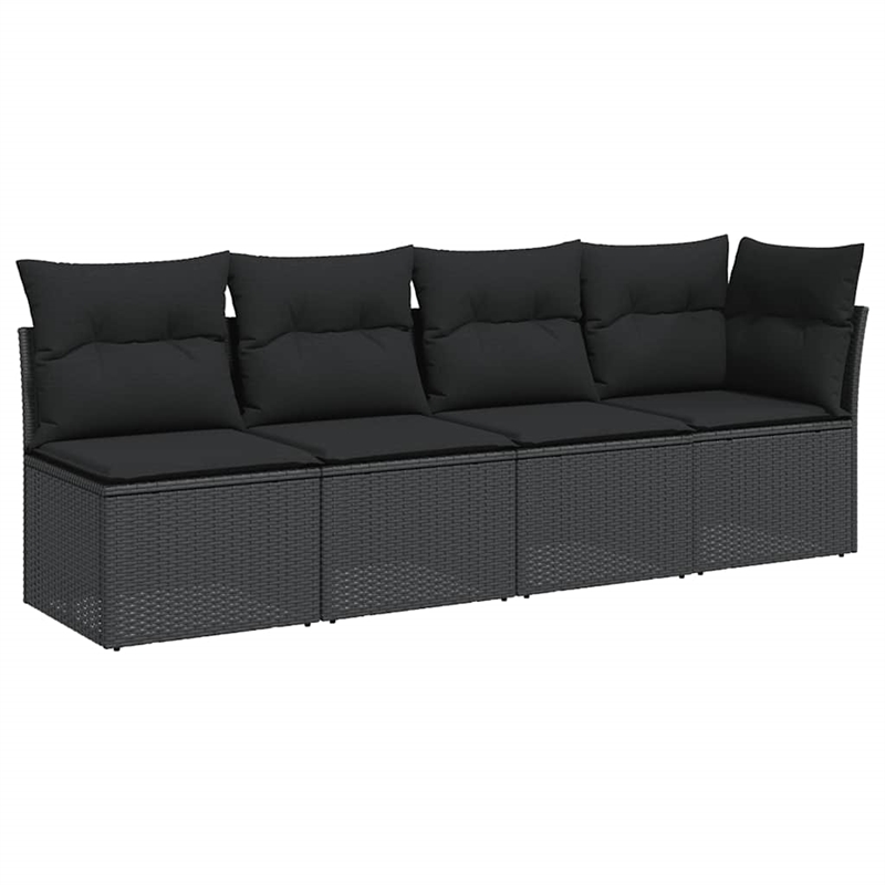 Afuera Living Rattan & Powder-Coated Steel Garden Sofa With Polyester in Black