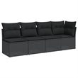 Afuera Living Rattan & Powder-Coated Steel Garden Sofa With Polyester in Black