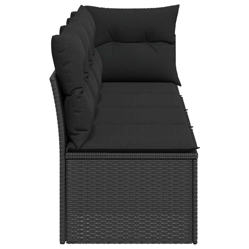 Afuera Living Rattan & Powder-Coated Steel Garden Sofa With Polyester in Black