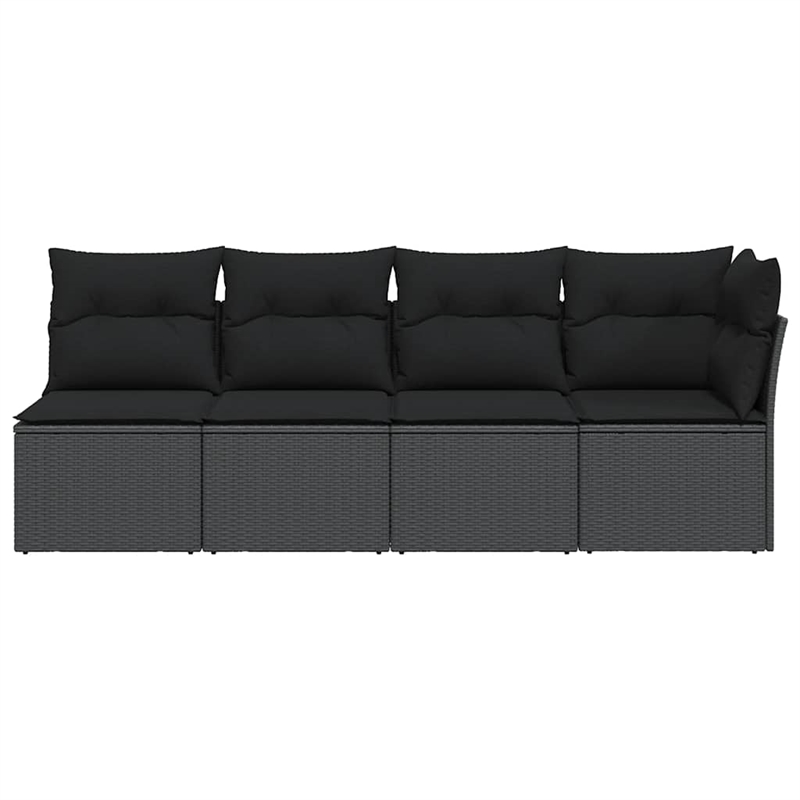 Afuera Living Rattan & Powder-Coated Steel Garden Sofa With Polyester in Black