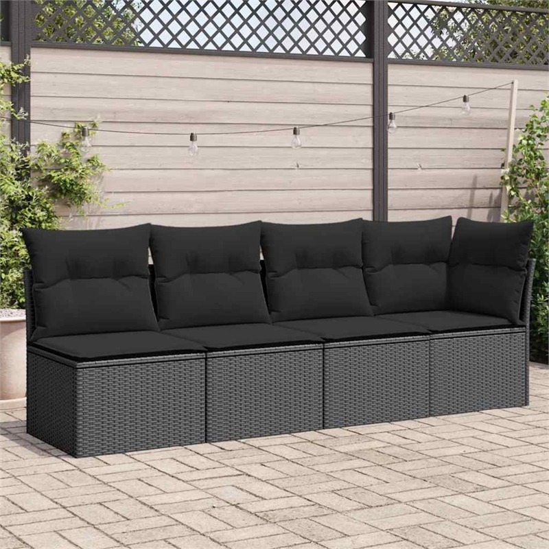 Afuera Living Rattan & Powder-Coated Steel Garden Sofa With Polyester in Black