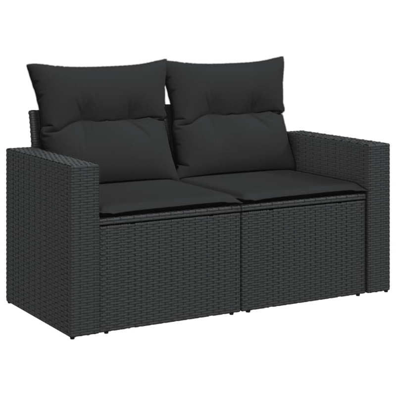 Afuera Living Contemporary Synthetic Poly Rattan Garden Sofa in Black
