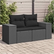 Afuera Living 2-Seater Poly Rattan Modular Garden Sofa in Black