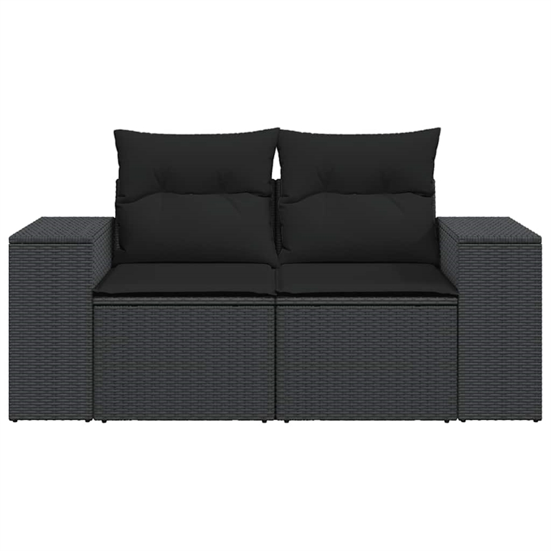 Afuera Living 2-Seater Poly Rattan Modular Garden Sofa in Black