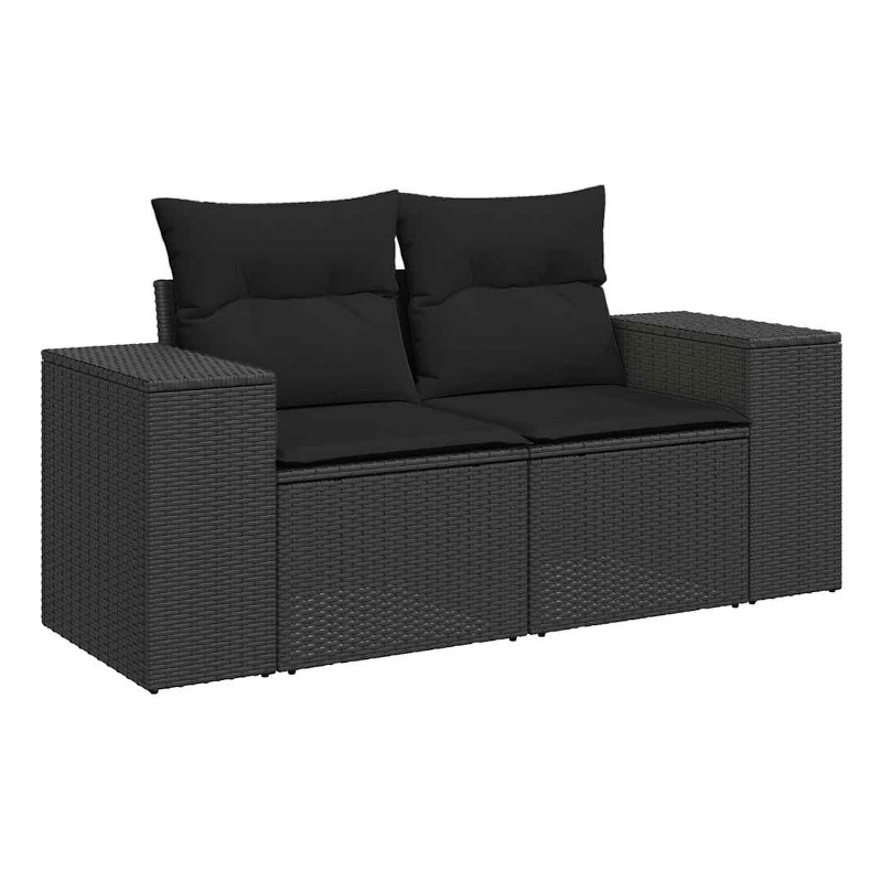 Afuera Living 2-Seater Poly Rattan Modular Garden Sofa in Black