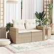 Afuera Living Rattan & Steel & Polyester Medium Garden Sofa in Beige