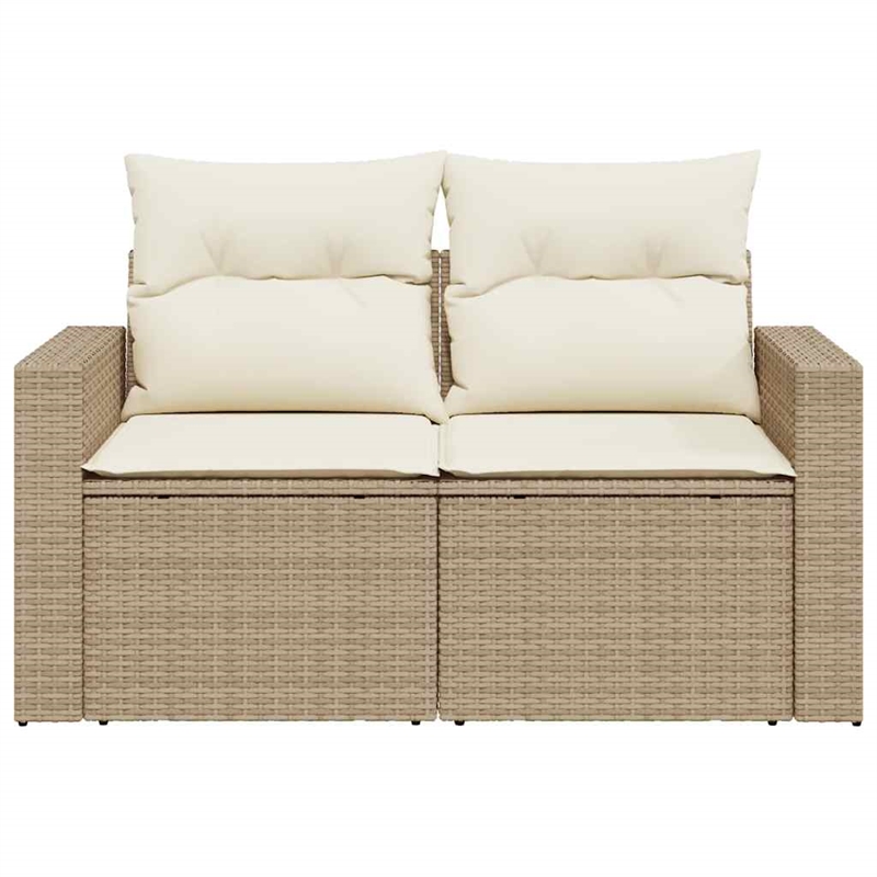 Afuera Living Rattan & Steel & Polyester Medium Garden Sofa in Beige