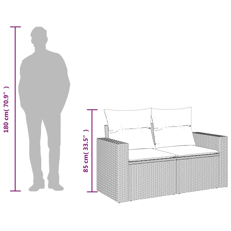 Afuera Living Rattan & Steel & Polyester Medium Garden Sofa in Beige