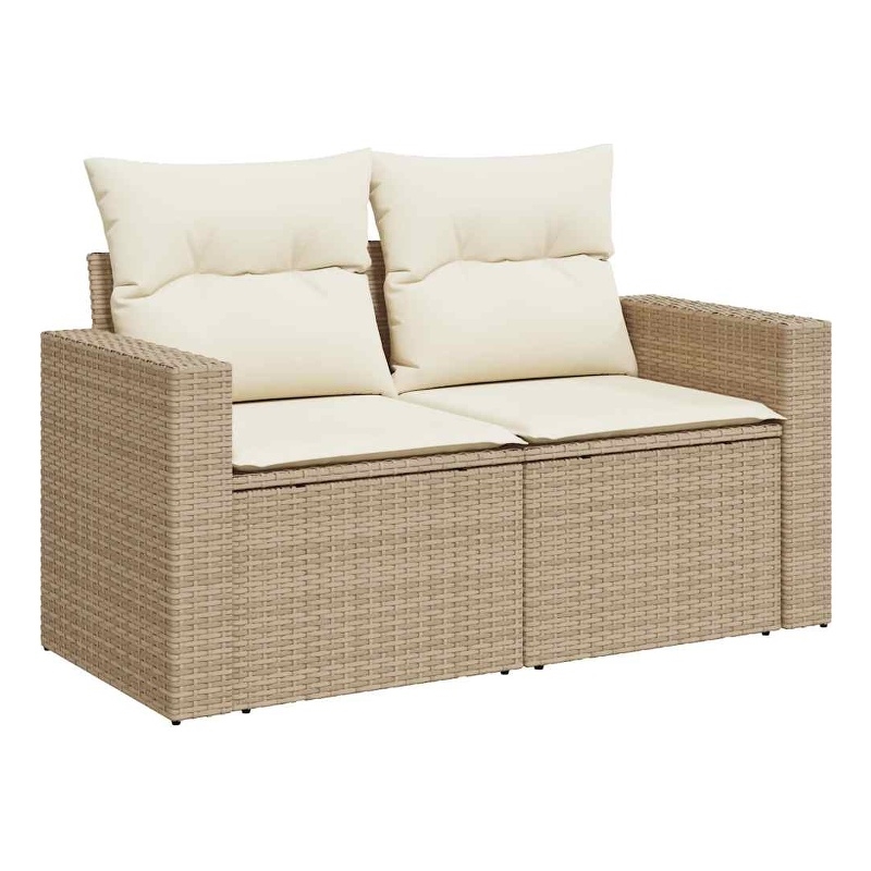 Afuera Living Rattan & Steel & Polyester Medium Garden Sofa in Beige