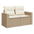 Afuera Living Rattan & Steel & Polyester Medium Garden Sofa in Beige