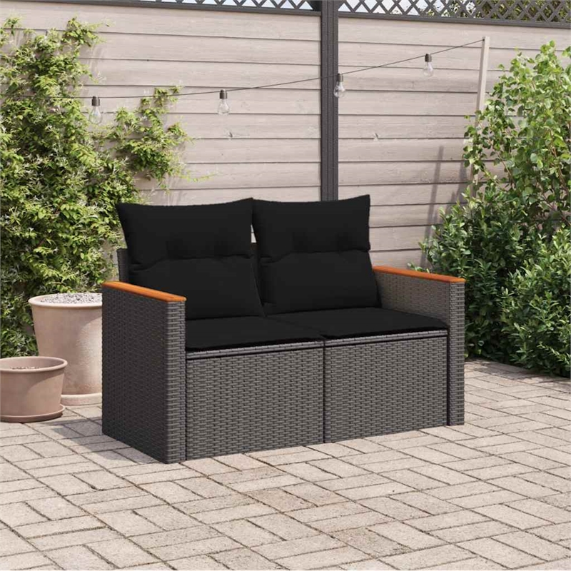 Afuera Living 2-Seater PE Rattan Modular Garden Sofa in Black