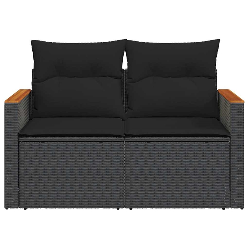 Afuera Living 2-Seater PE Rattan Modular Garden Sofa in Black
