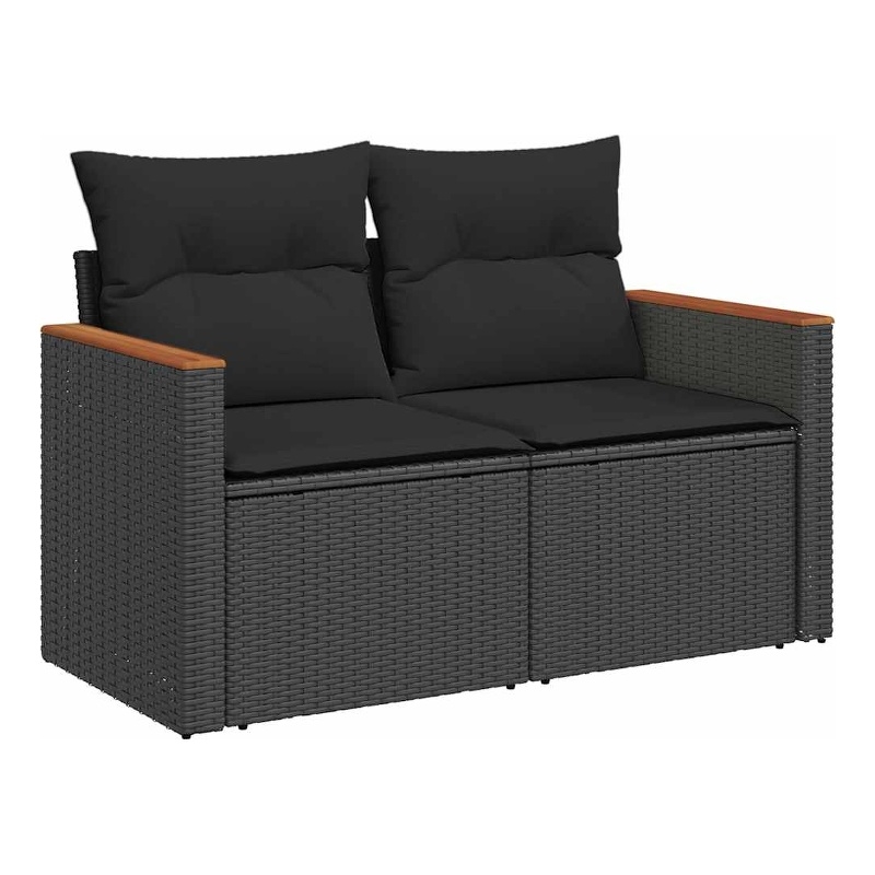Afuera Living 2-Seater PE Rattan Modular Garden Sofa in Black