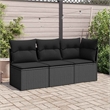 Afuera Living Contemporary Synthetic Poly Rattan Garden Sofa in Black