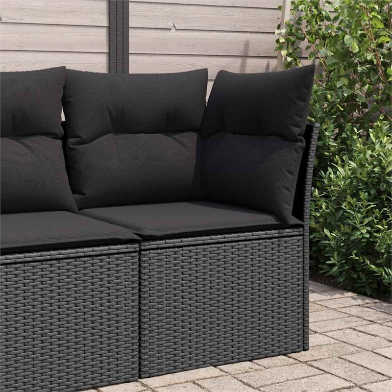 Afuera Living Contemporary Synthetic Poly Rattan Garden Sofa in Black