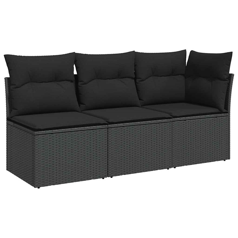 Afuera Living 3-Seater PE Rattan Modular Garden Sofa in Black