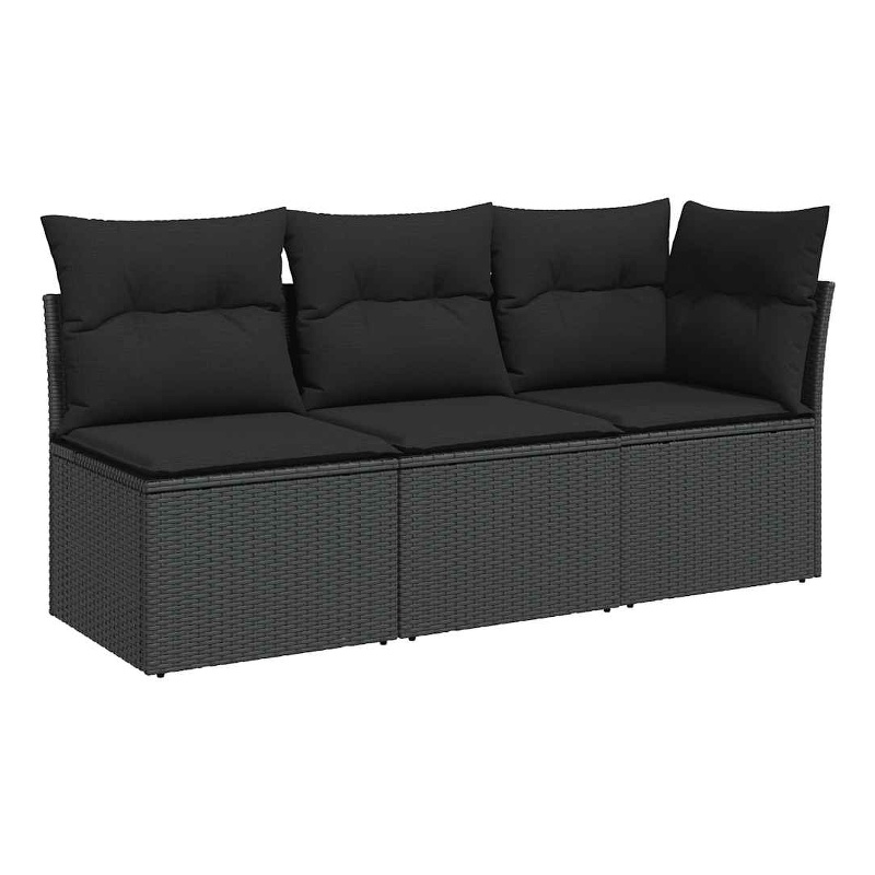 Afuera Living 3-Seater PE Rattan Modular Garden Sofa in Black