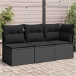 Afuera Living 3-Seater PE Rattan Modular Garden Sofa in Black