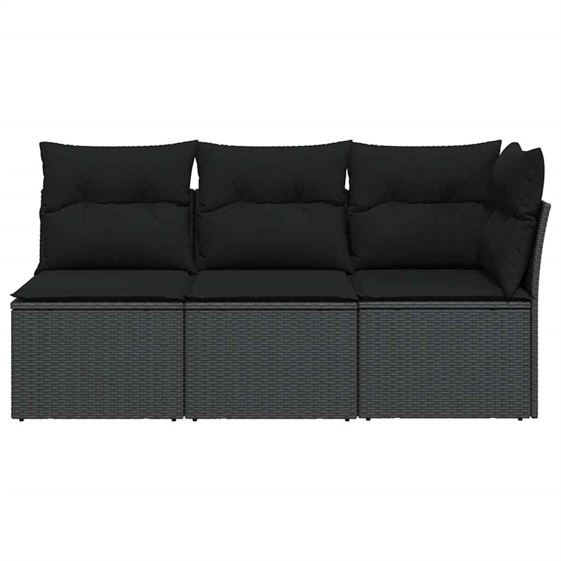 Afuera Living 3-Seater PE Rattan Modular Garden Sofa in Black